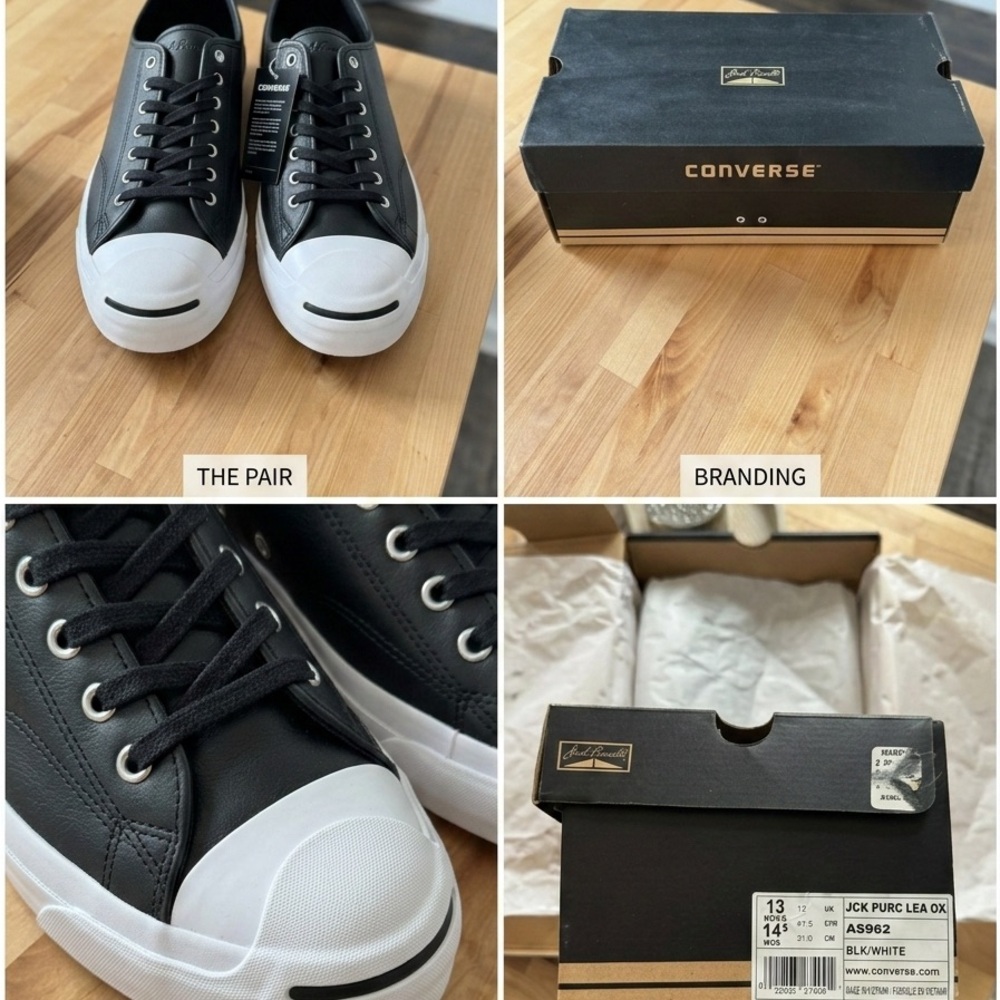 Converse Black and White Leather Sneakers